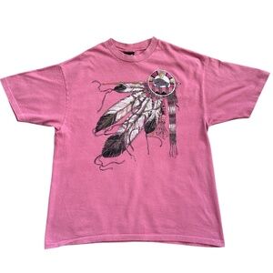 Vintage 90s 1995 Diamond Dust Native American Indian Feathers